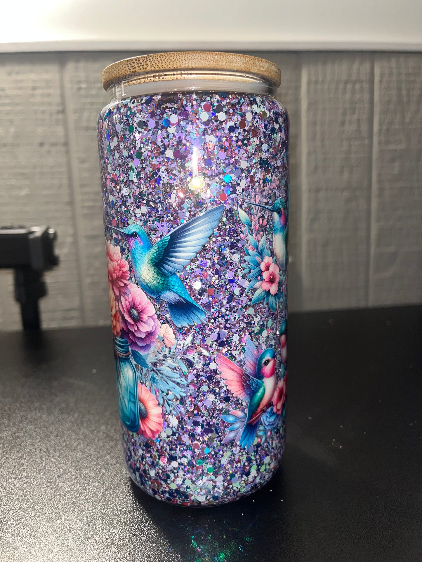 16oz Floral & Bird Snow Globe Cup