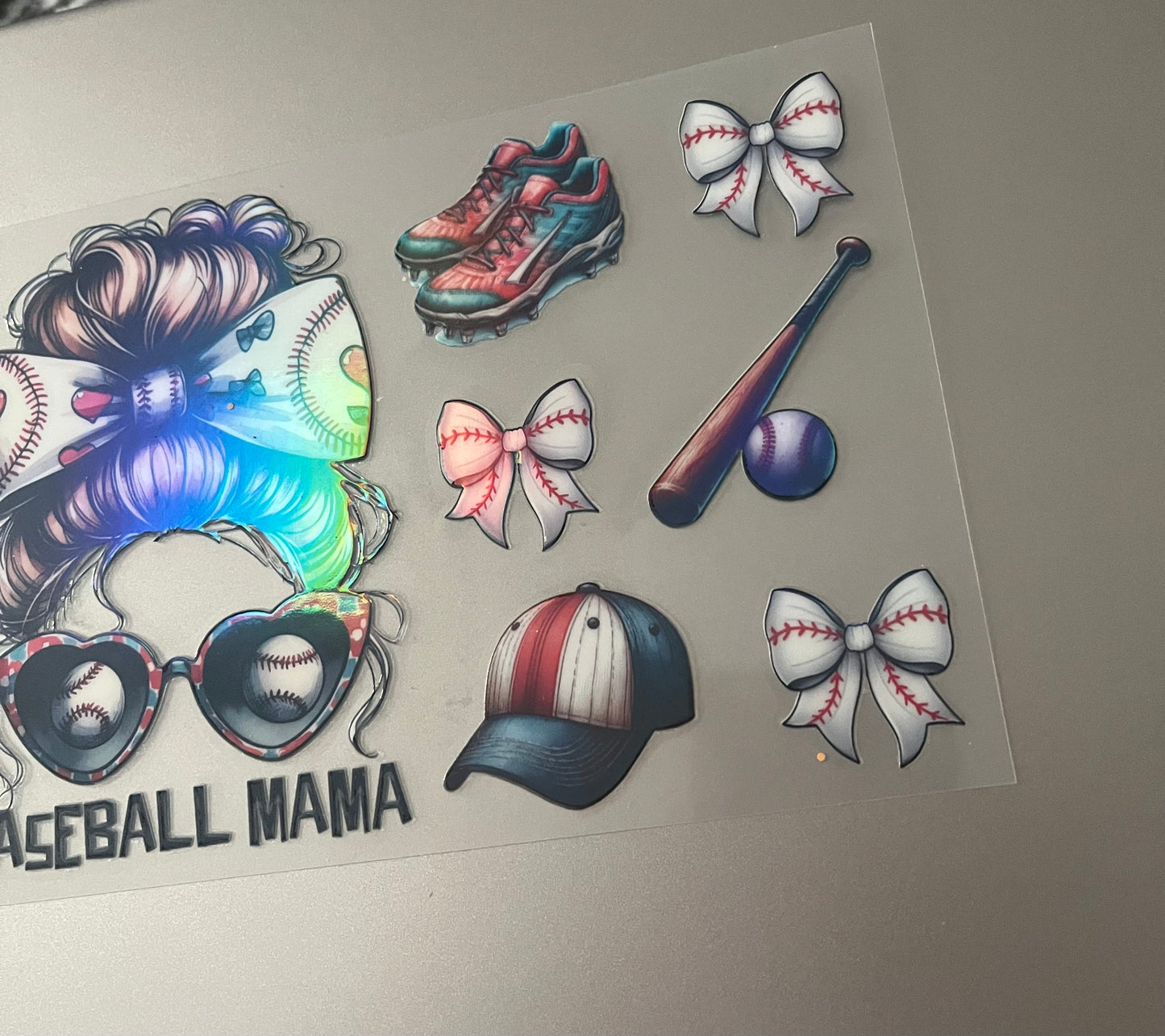 Holographic Baseball Mama Decal
