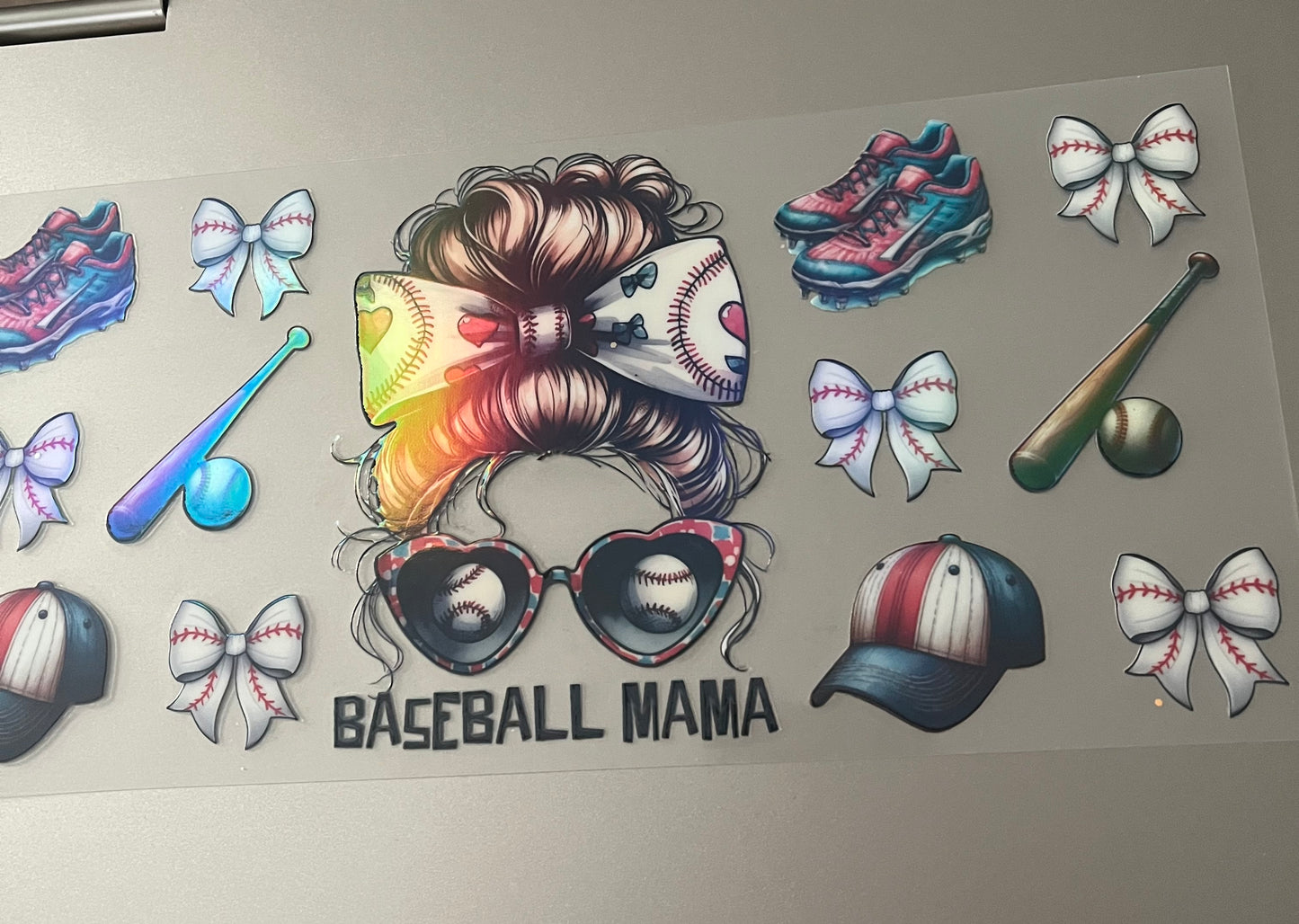 Holographic Baseball Mama Decal
