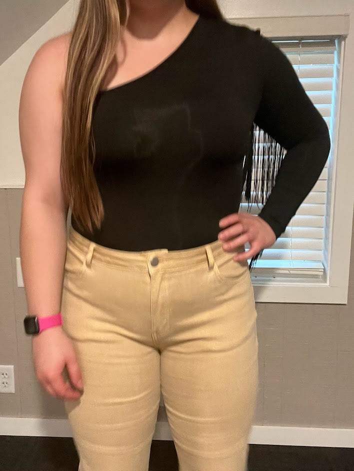 One Shoulder Fringe Bodysuit