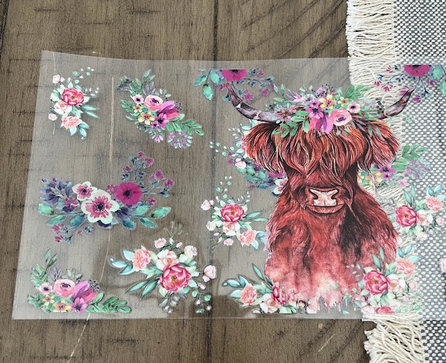 Flower Hyland Cow Decal