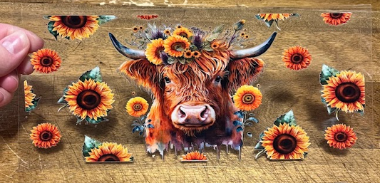 Sunflower Highland Cow Decal
