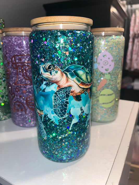 16oz Turtle Snow Globe Cup