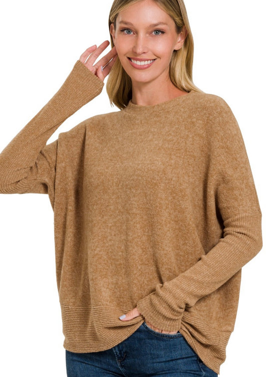 Brushed Melange Dolman Sleeve Sweater