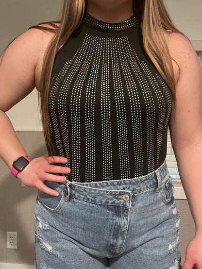 Sleeveless Rhinestone Bodysuit