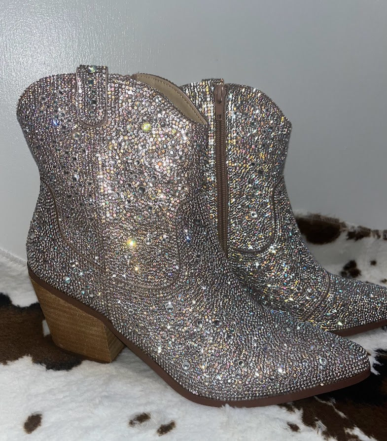 Short Rhinestone Boots
