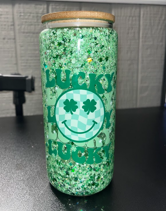 16oz Lucky Glass Snow Globe Cup