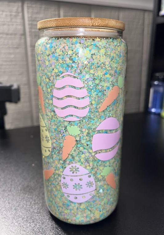 16oz Easter Pastel Glass Snow Globe Cup