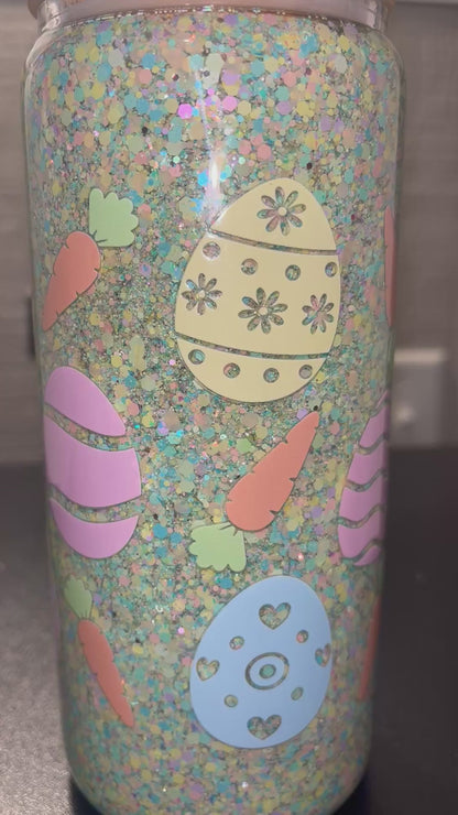 16oz Easter Pastel Glass Snow Globe Cup